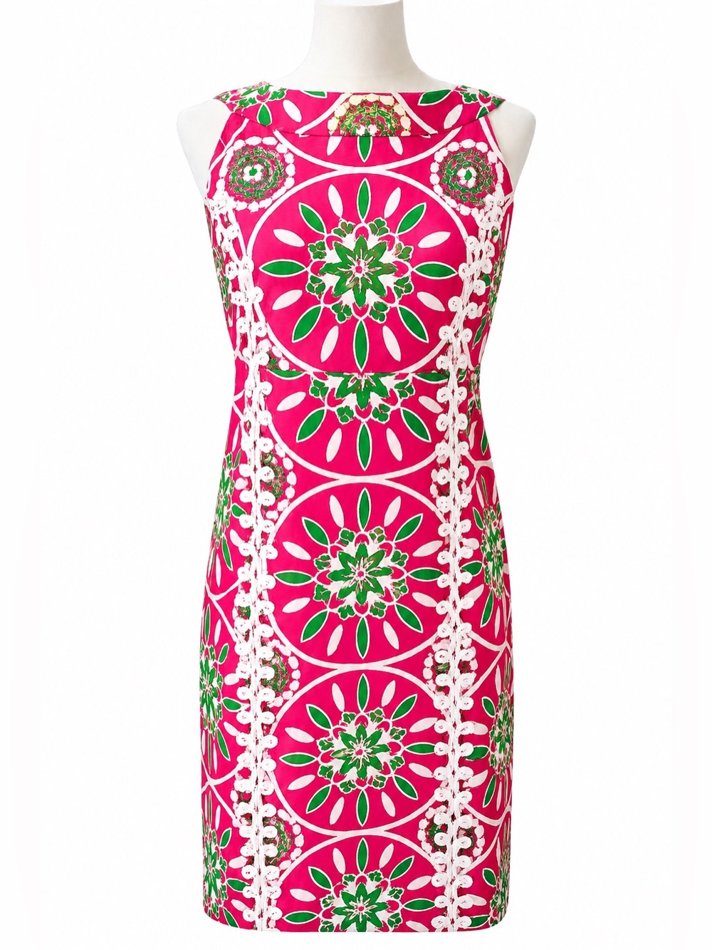 Lilly Pulitzer Pink Green Silk Medallion Shift Dress Size 8 - Picture 2 of 8